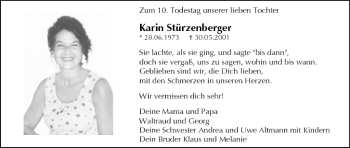 Anzeige von Karin Stürzenberger von MGO