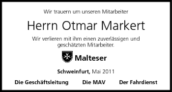 Anzeige von Otmar Markert von MGO