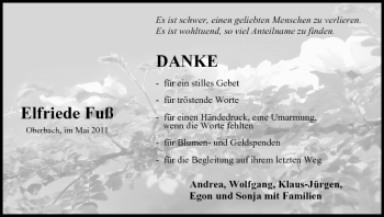 Anzeige von Elfriede Fuß von MGO