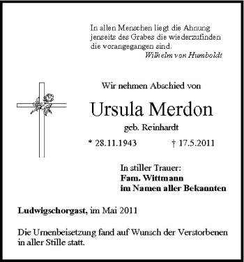 Anzeige von Ursula Merdon von MGO