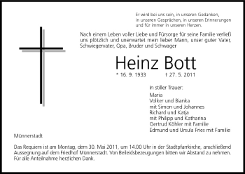Anzeige von Heinz Bott von MGO