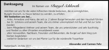 Anzeige von Burgel Schlereth von MGO