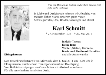 Anzeige von Karl Schmitt von MGO