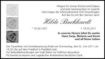 Anzeige von Hilde Burkhardt von MGO