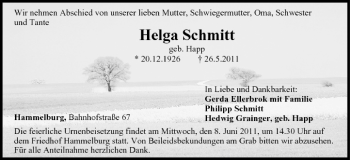 Anzeige von Helga Schmitt von MGO