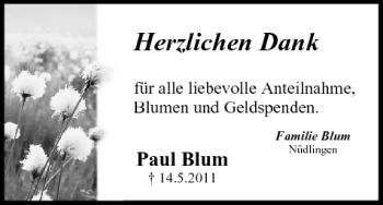 Anzeige von Paul Blum von MGO