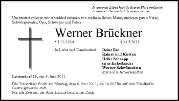Anzeige von Werner Brückner von MGO
