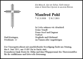 Anzeige von Manfred Pohl von MGO