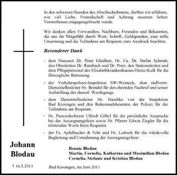 Anzeige von Johann Blodau von MGO
