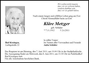 Anzeige von Kläre Metzger von MGO