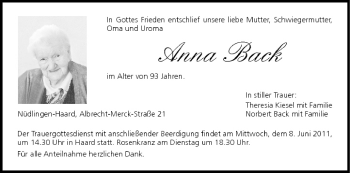 Anzeige von Ann Back von MGO