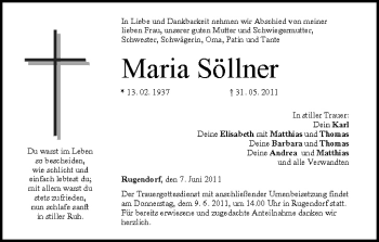 Anzeige von Maria Söllner von MGO