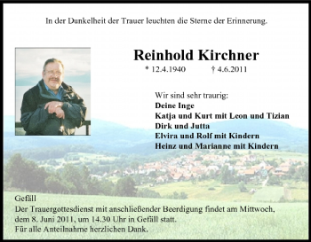 Anzeige von Reinhold Kirchner von MGO