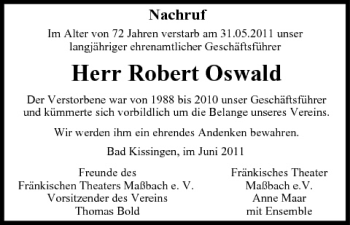 Anzeige von Robert Oswald von MGO