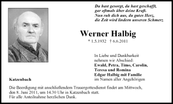 Anzeige von Werner Halbig von MGO