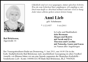 Anzeige von Anni Lieb von MGO
