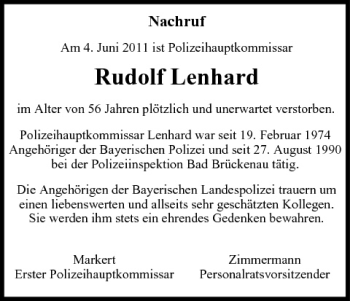 Anzeige von Rudolf Lenhard von MGO