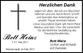 Anzeige von Heinz Bott von MGO