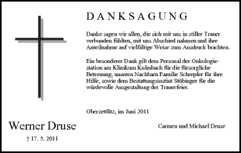Anzeige von Werner Druse von MGO