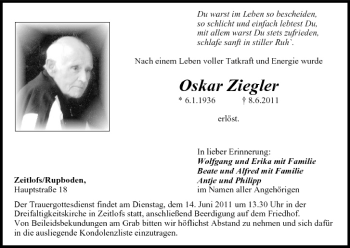Anzeige von Oskar Ziegler von MGO