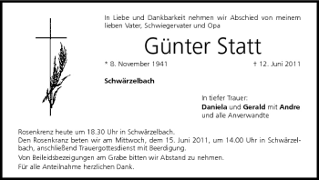 Anzeige von Günter Statt von MGO