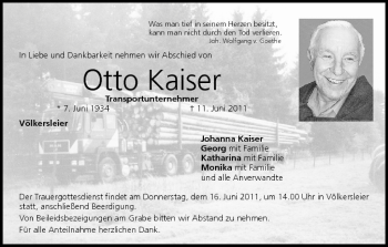 Anzeige von Otto Kaiser von MGO