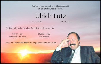 Anzeige von Ulrich Lutz von MGO