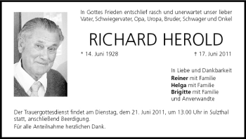 Anzeige von Richard Herold von MGO