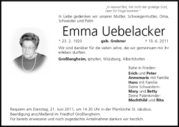 Anzeige von Emma Uebelacker von MGO