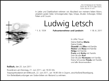 Anzeige von Ludwig Letsch von MGO