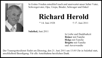 Anzeige von Richard Herold von MGO