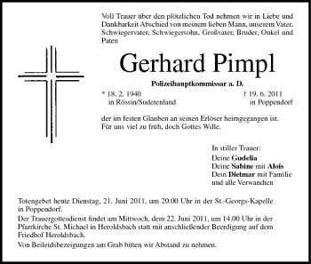 Anzeige von Gerhard Pimpl von MGO