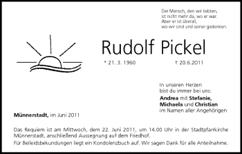Anzeige von Rudolf Pickel von MGO