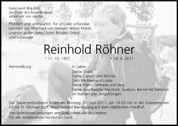 Anzeige von Reinhold Röhner von MGO