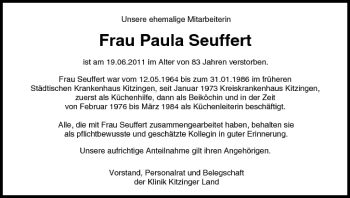 Anzeige von Paula Seuffert von MGO