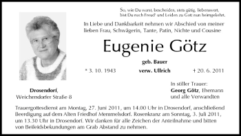 Anzeige von Eugenie Götz von MGO