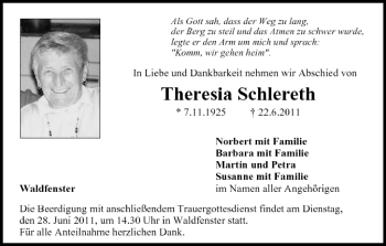Anzeige von Theresia Schlereth von MGO