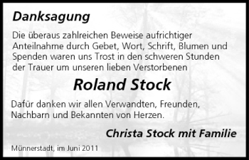 Anzeige von Roland Stock von MGO