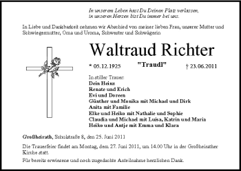 Anzeige von Waltraud Richter von MGO