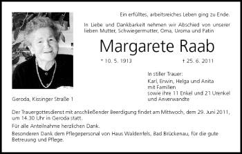 Anzeige von Margarete Raab von MGO