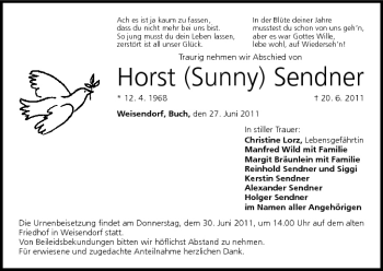 Anzeige von Horst Sendner von MGO