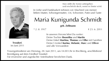 Anzeige von Maria Kunigurida Schmidt von MGO