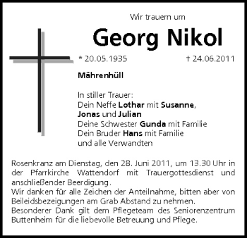 Anzeige von Georg Nikol von MGO