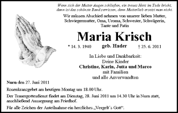 Anzeige von Maria Krisch von MGO