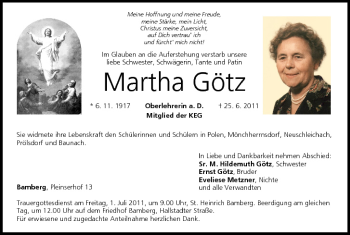 Anzeige von Martha Götz von MGO