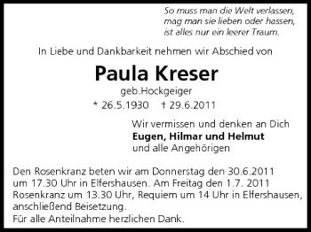 Anzeige von Paula Kreser von MGO