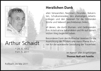 Anzeige von Arthur Schaidt von MGO