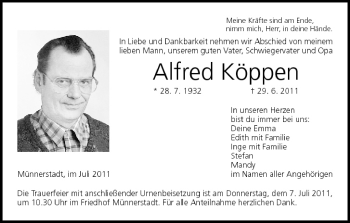 Anzeige von Alfred Köppen von MGO