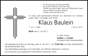 Anzeige von Klaus Baulein von MGO