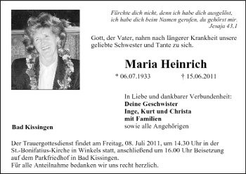 Anzeige von Maria Heinrich von MGO